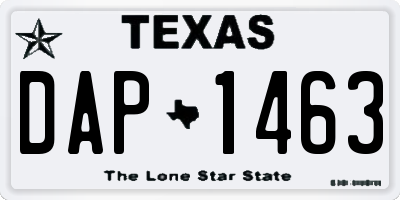 TX license plate DAP1463