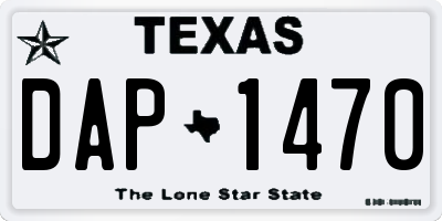 TX license plate DAP1470