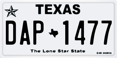TX license plate DAP1477