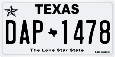 TX license plate DAP1478