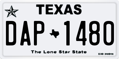 TX license plate DAP1480