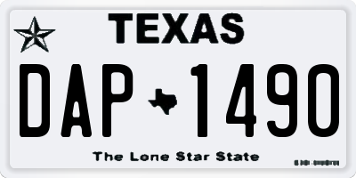 TX license plate DAP1490