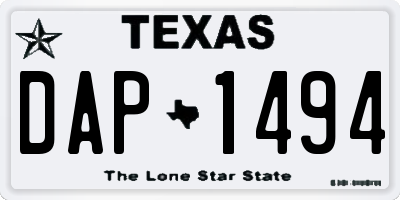 TX license plate DAP1494