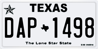 TX license plate DAP1498