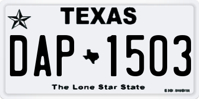 TX license plate DAP1503