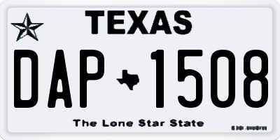 TX license plate DAP1508