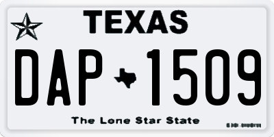 TX license plate DAP1509