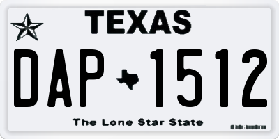 TX license plate DAP1512