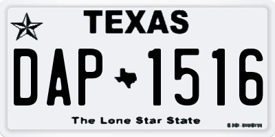 TX license plate DAP1516
