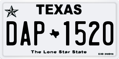 TX license plate DAP1520