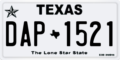 TX license plate DAP1521