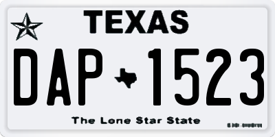TX license plate DAP1523