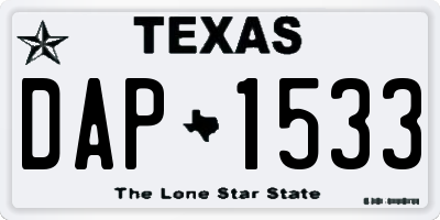TX license plate DAP1533