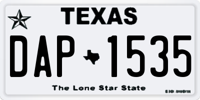 TX license plate DAP1535