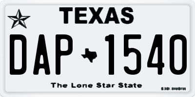 TX license plate DAP1540