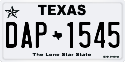 TX license plate DAP1545