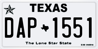 TX license plate DAP1551