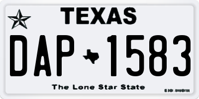 TX license plate DAP1583