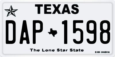 TX license plate DAP1598
