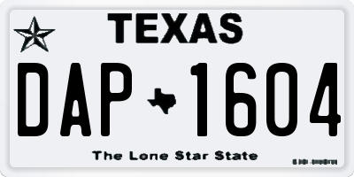 TX license plate DAP1604