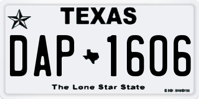 TX license plate DAP1606