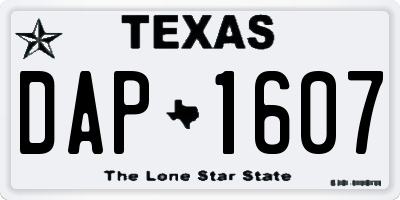 TX license plate DAP1607
