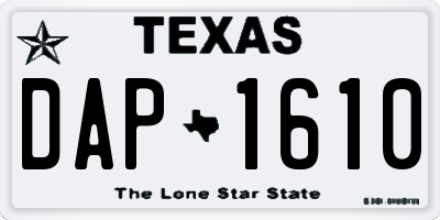 TX license plate DAP1610