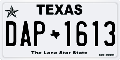 TX license plate DAP1613