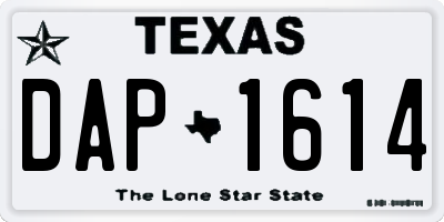 TX license plate DAP1614