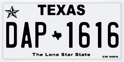 TX license plate DAP1616