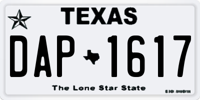 TX license plate DAP1617