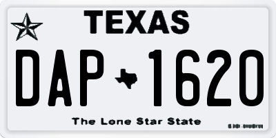 TX license plate DAP1620