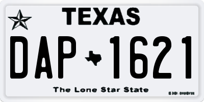 TX license plate DAP1621
