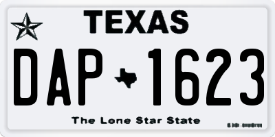TX license plate DAP1623