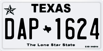 TX license plate DAP1624