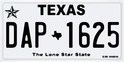 TX license plate DAP1625