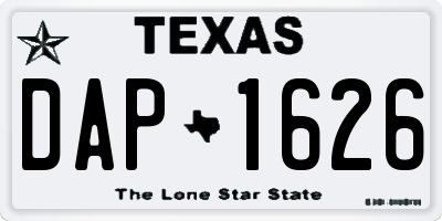TX license plate DAP1626