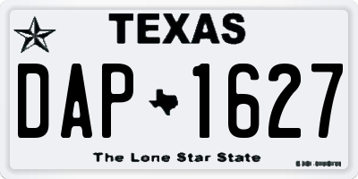 TX license plate DAP1627