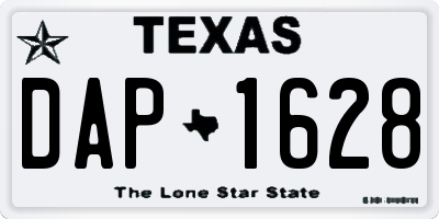 TX license plate DAP1628