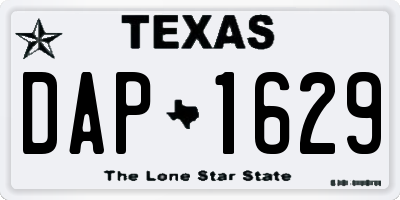 TX license plate DAP1629