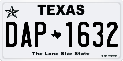 TX license plate DAP1632