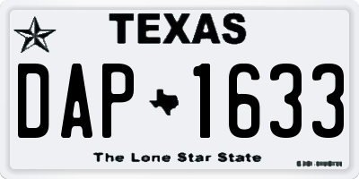 TX license plate DAP1633