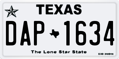 TX license plate DAP1634