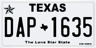 TX license plate DAP1635