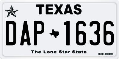 TX license plate DAP1636