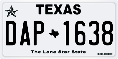 TX license plate DAP1638