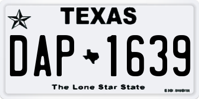 TX license plate DAP1639