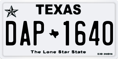 TX license plate DAP1640