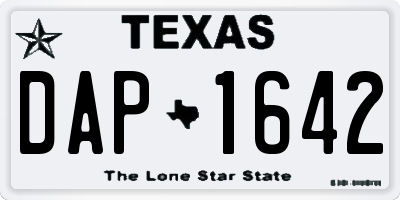 TX license plate DAP1642