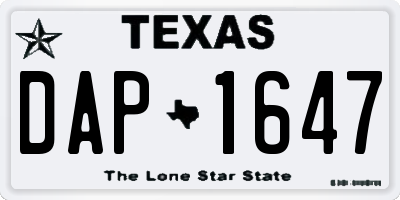 TX license plate DAP1647